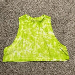 Lululemon Athletica Neon Green Tie-Dye Crop Top